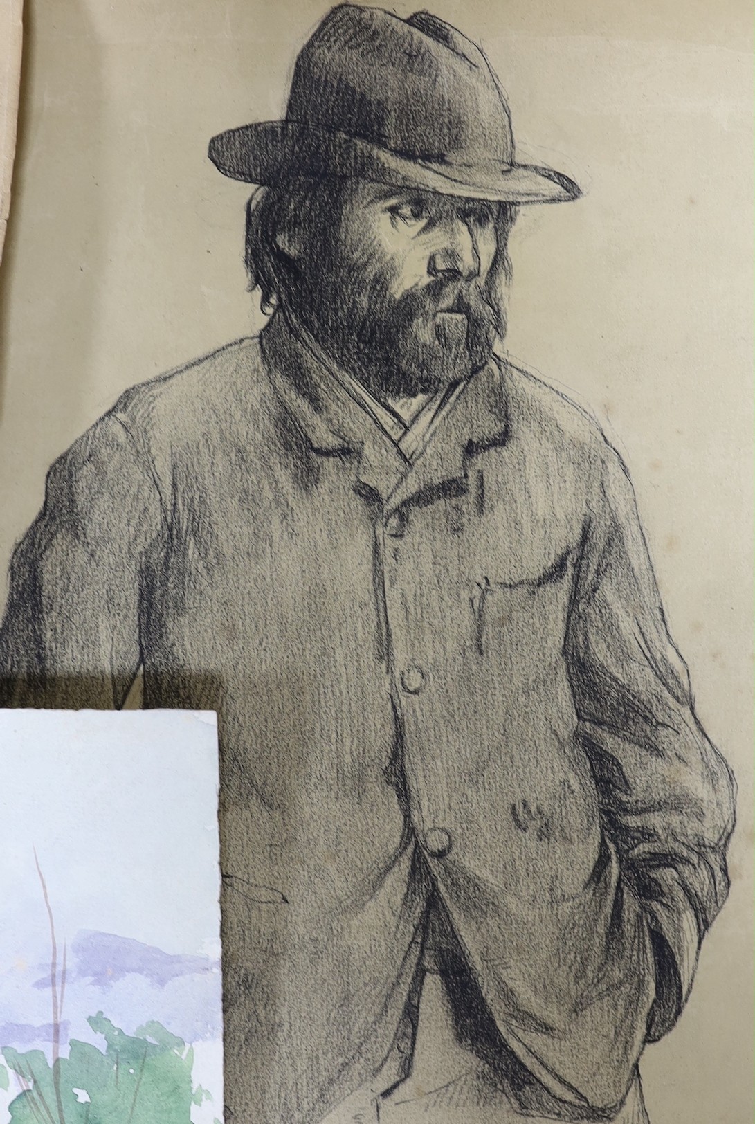 Paul Pascal (1867-1903), small group of assorted drawings and watercolours, Figure studies and landscapes, Studio stamp, largest 50 x 32cm